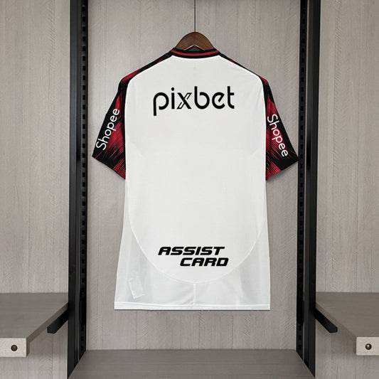 Camisola CR Flamengo 2025-26 Alternativa Branca Versão Adepto Todos Patrocinadores