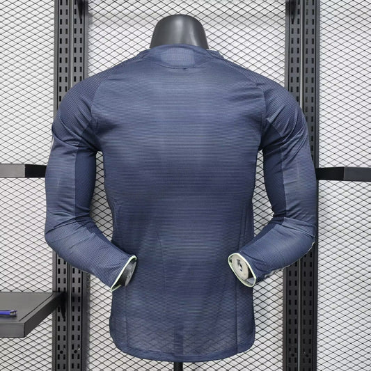 Long Sleeve Real Madrid CF Jersey 2025-26 Dark Blue Away Player Version