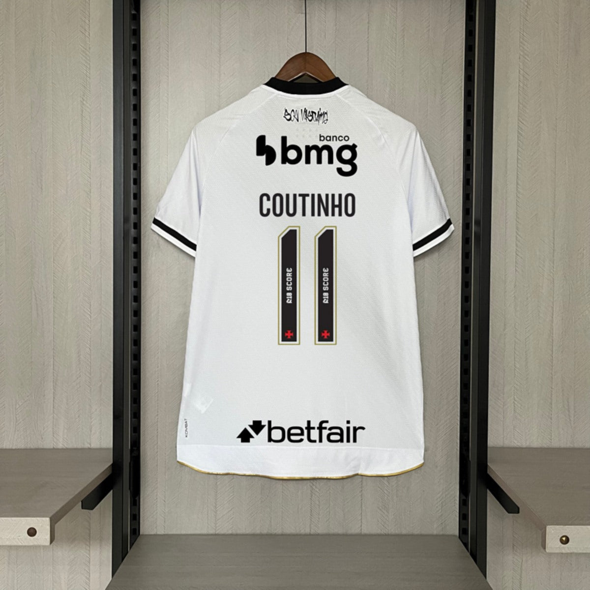 Camisola Vasco da Gama 2025-26 Alternativa Branca Versão Adepto Todos Patrocinadores COUTINHO #11