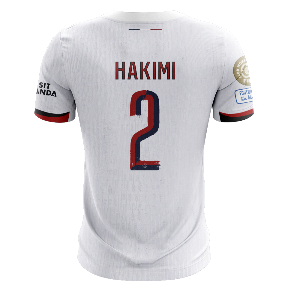 Camisola FC Paris Saint-Germain 2025-26 Alternativa Branca CWC Versão Adepto HAKIMI #2