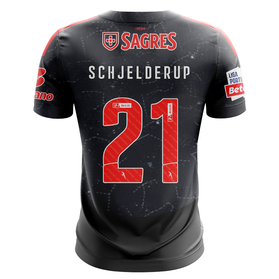 Camisola SLB 2024-25 Alternativa Preta Versão Adepto SCHJELDERUP #21