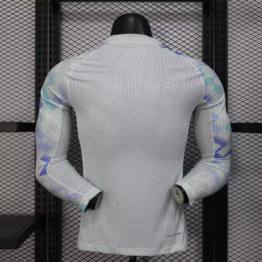 Long Sleeve Inter Milan Jersey 2025-26 White Away Player Version