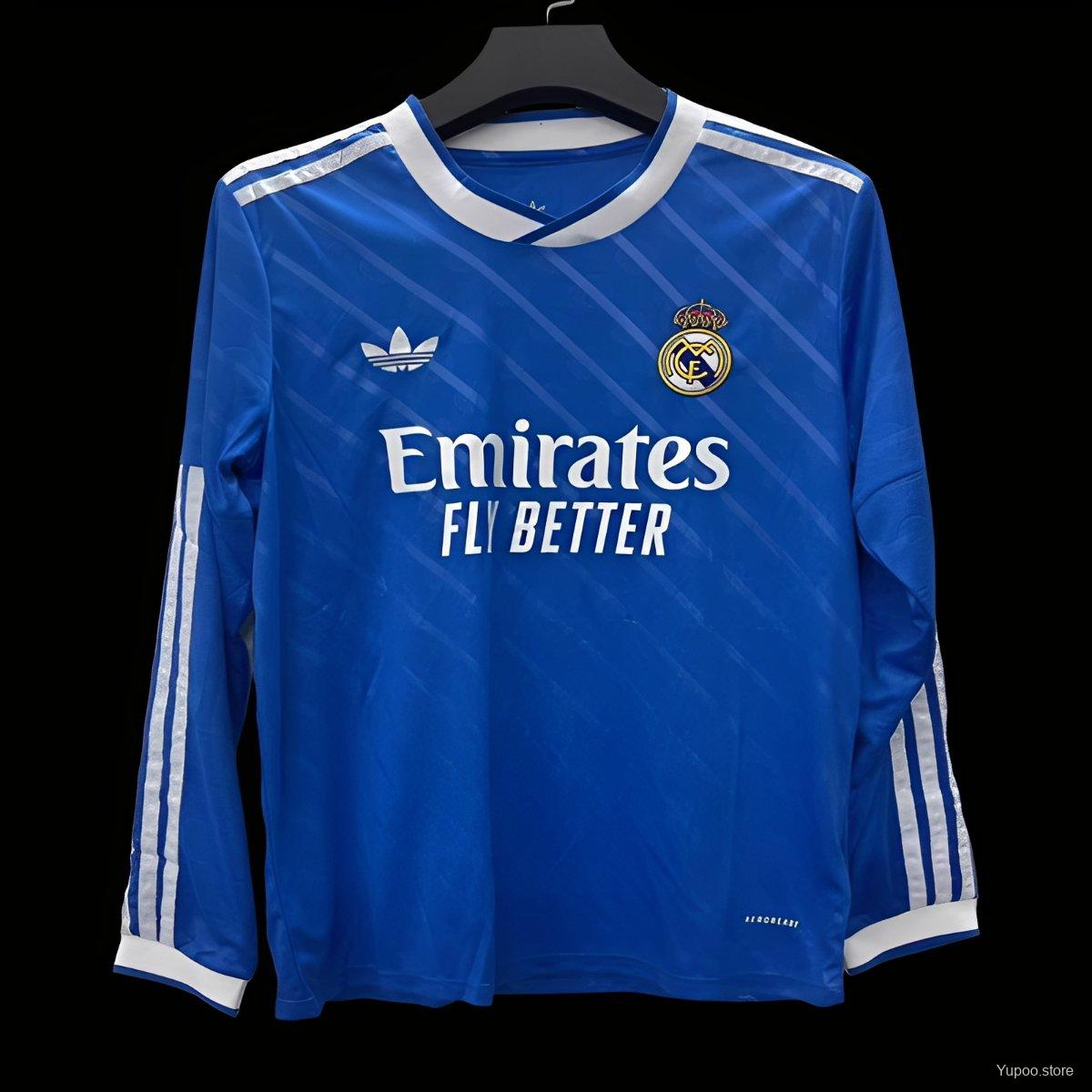 Camisola Manga Comprida Real Madrid CF 2025-26 Alternativa Azul Versão Adepto