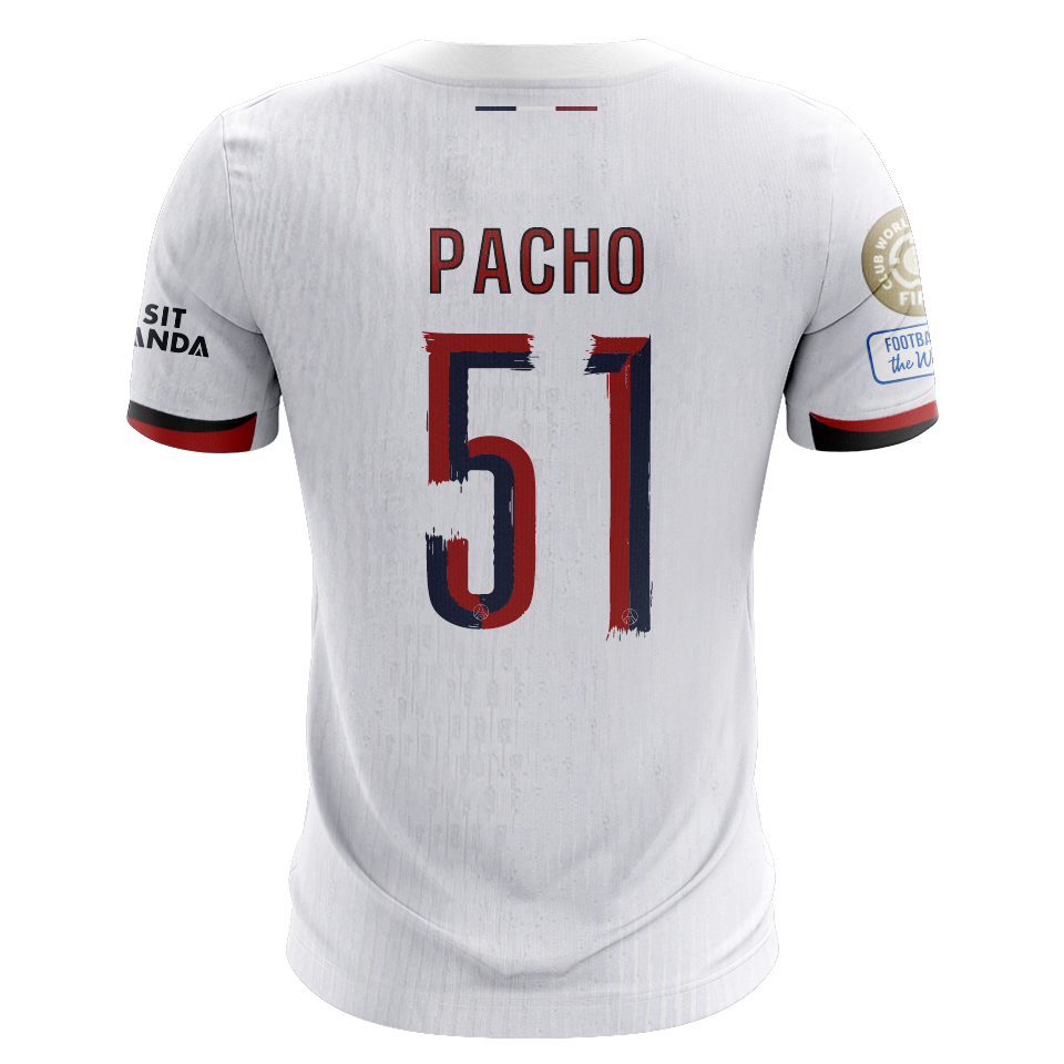 Camisola FC Paris Saint-Germain 2025-26 Alternativa Branca CWC Versão Adepto PACHO #51