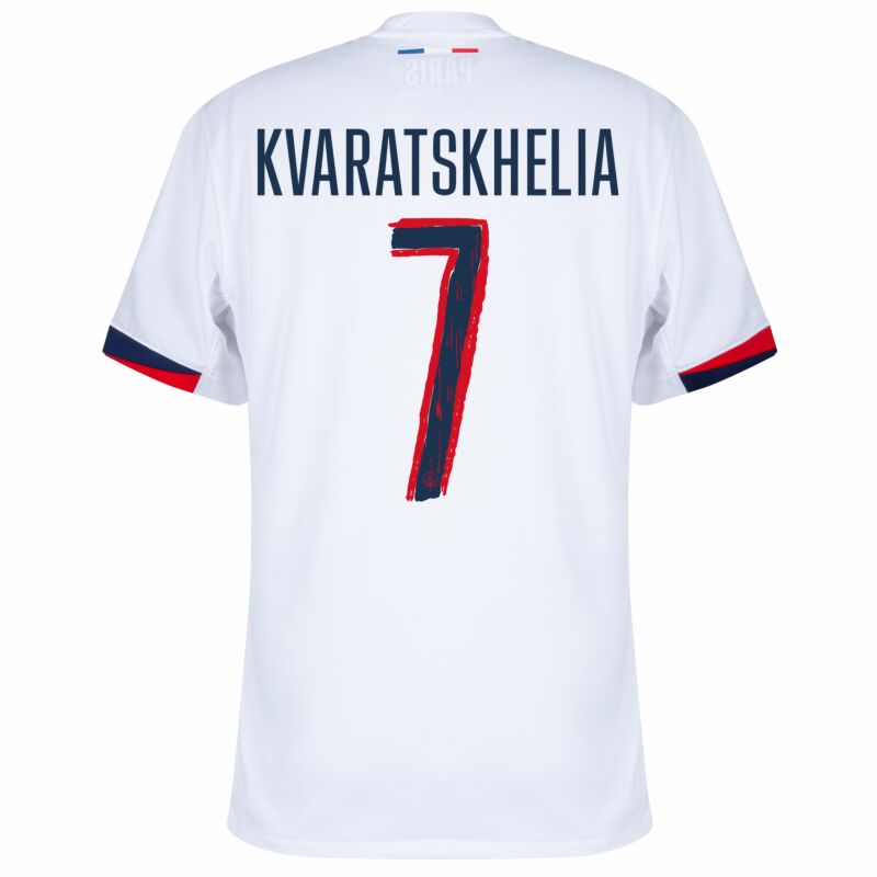 Camisola FC Paris Saint-Germain 2024-25 Alternativa Branca UCL Versão Adepto KVARATSKHELIA #7