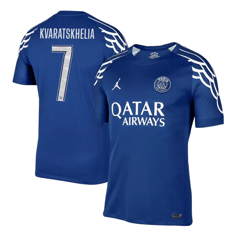 Camisola FC Paris Saint-Germain 2024-25 Alternativa Azul UCL Versão Adepto KVARATSKHELIA #7