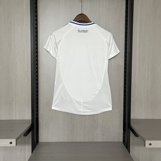Camisola Cruzeiron EC 2025-26 Alternativa Branca Lisa Versão Mulher