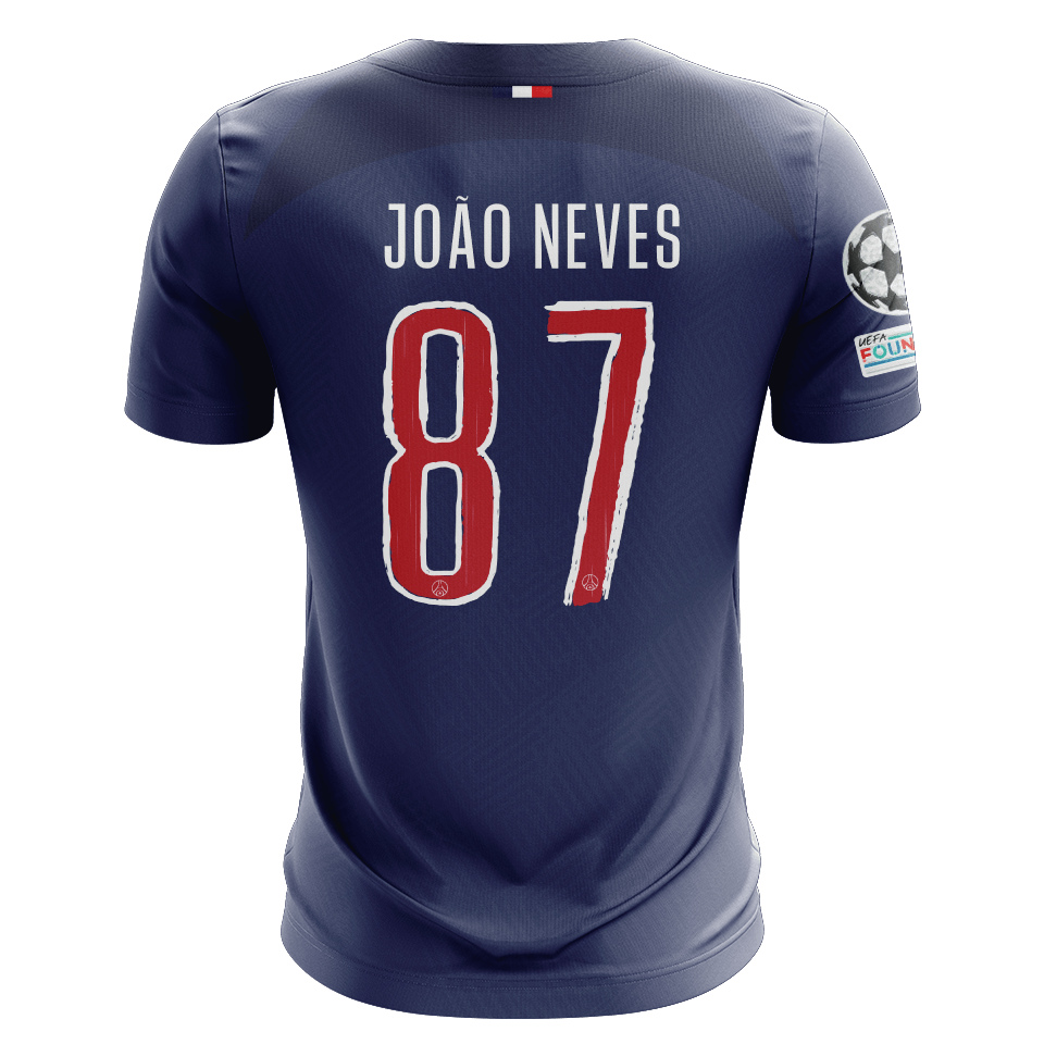 Camisola FC Paris Saint-Germain 2024-25 Principal UCL Versão Adepto JOÃO NEVES #87