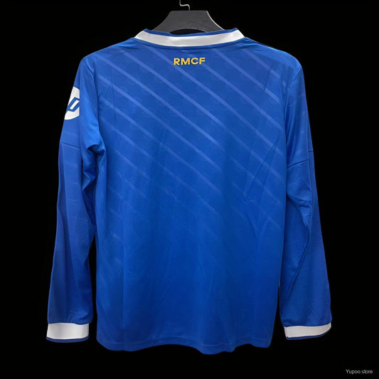 Long Sleeve Real Madrid CF Jersey 2025-26 Blue Away Fan Version