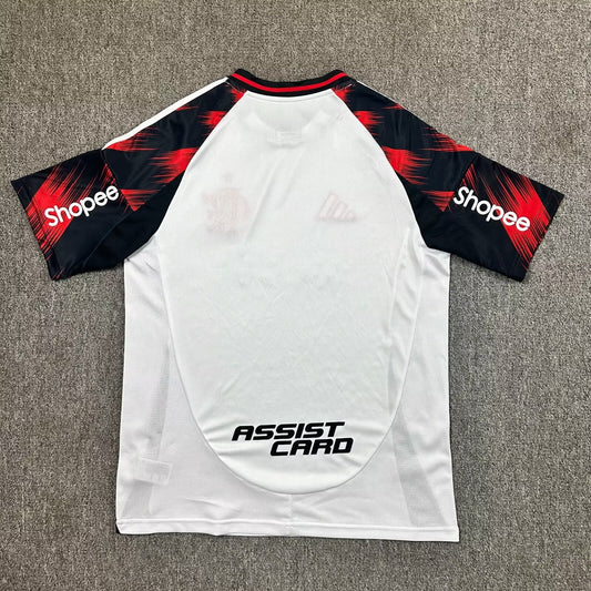 Camisola CR Flamengo 2025-26 Alternativa Branca Versão Adepto Todos Patrocinadores
