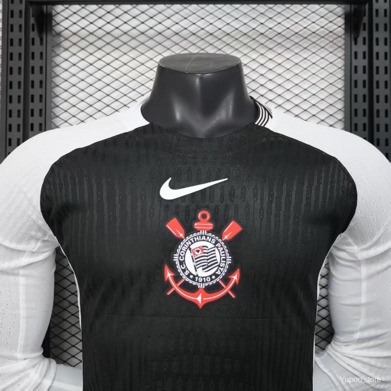 Camisola Manga Comprida SC Corinthians 2025-26 Alternativa Preta Versão Jogador