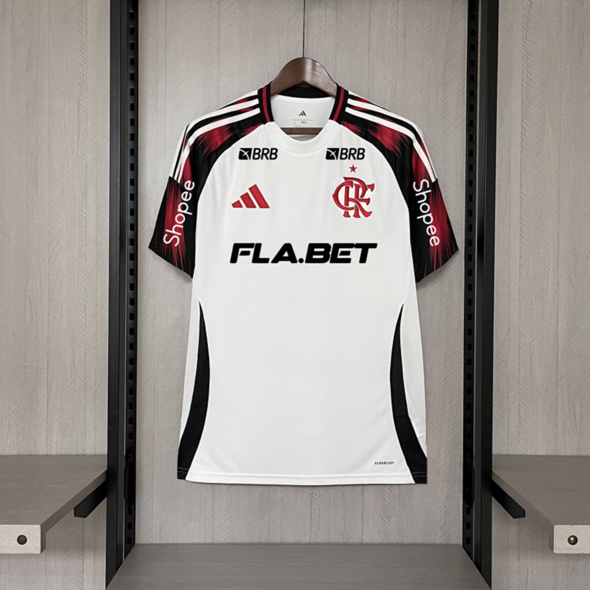 Camisola CR Flamengo 2025-26 Alternativa Branca Versão Adepto Todos Patrocinadores