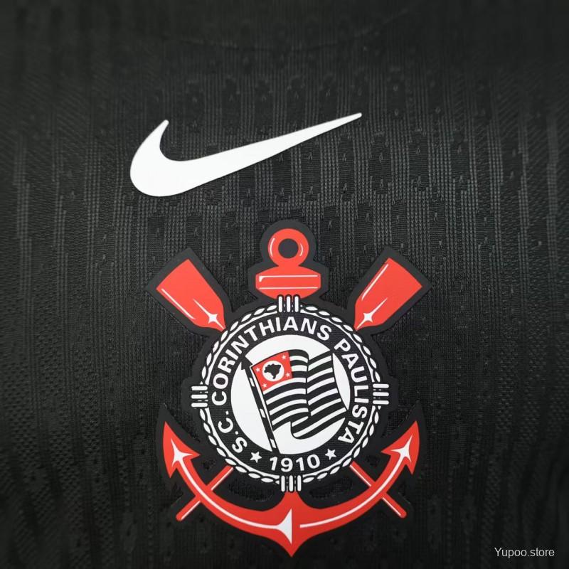 Camisola Manga Comprida SC Corinthians 2025-26 Alternativa Preta Versão Jogador