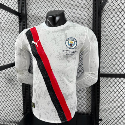 Camisola Manga Comprida MCI 2025-26 Alternativa Branca CWC Versão Jogador