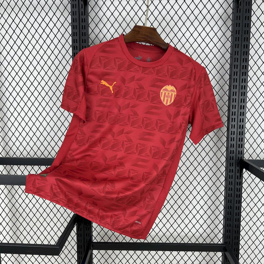 Camisola Valencia FC 2025-26 Alternativa Vermelha Versão Adepto