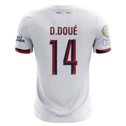 Camisola FC Paris Saint-Germain 2025-26 Alternativa Branca CWC Versão Adepto D. DOUÉ #14