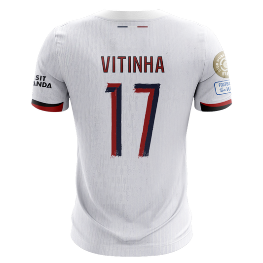 Camisola FC Paris Saint-Germain 2025-26 Alternativa Branca CWC Versão Adepto VITINHA #17