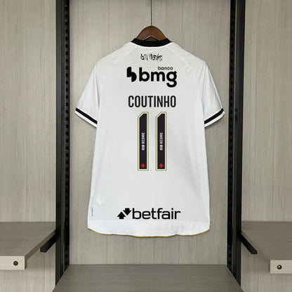 Camisola Vasco da Gama 2025-26 Alternativa Branca Versão Adepto Todos Patrocinadores COUTINHO #11