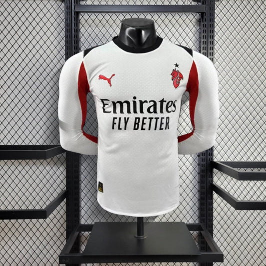 Camisola Manga Comprida Ac Milan 2025-26 Alternativa Branca Versão Jogador