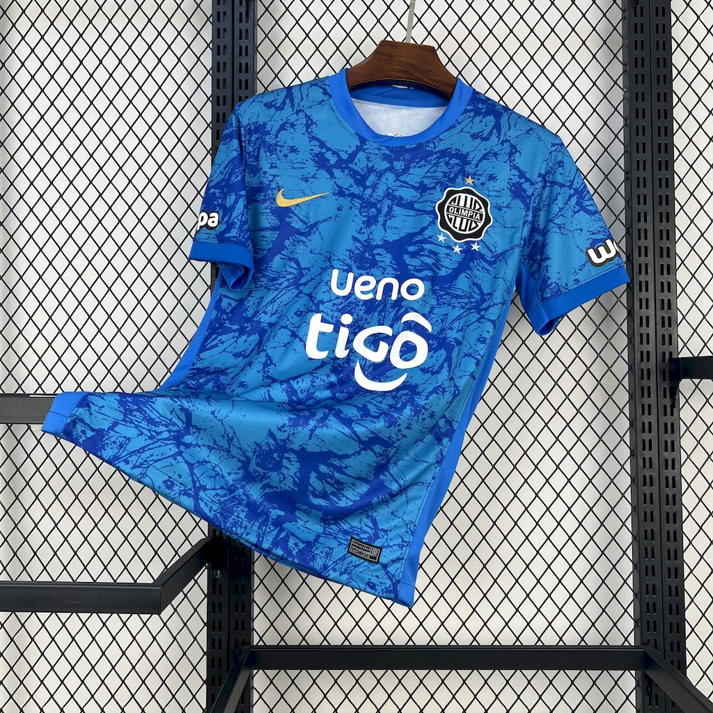 Camisola Olimpia Asuncion 2025-26 Alternativa Azul Versão Adepto