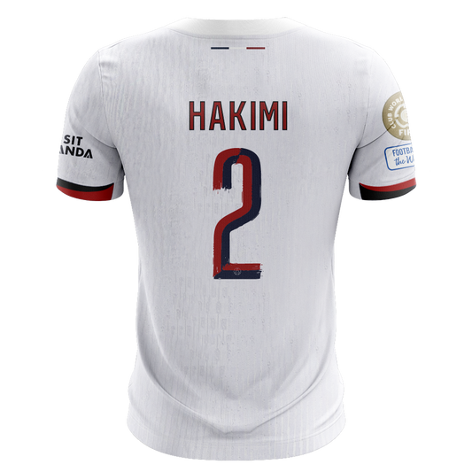 Camisola FC Paris Saint-Germain 2025-26 Alternativa Branca CWC Versão Adepto HAKIMI #2