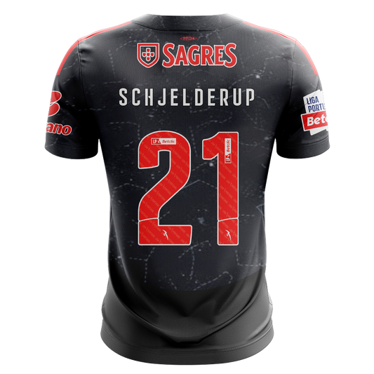 Camisola SLB 2024-25 Alternativa Preta Versão Adepto SCHJELDERUP #21