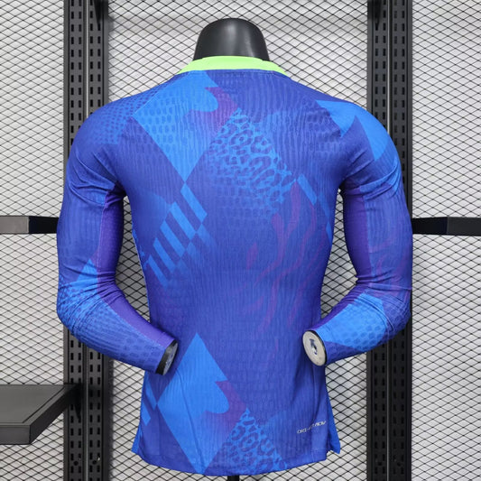Camisola Manga Comprida Brasil 2025 Alternativa Azul Versão Jogador
