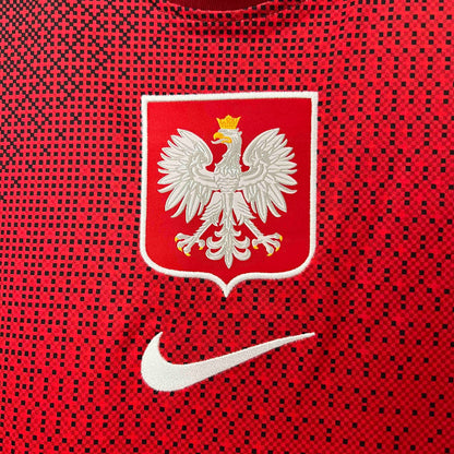 Camisola Polonia 2024 Alternativa Vermelha Versão Adepto LEWANDOWSKI #9