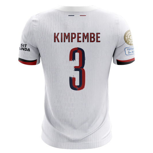 Camisola FC Paris Saint-Germain 2025-26 Alternativa Branca CWC Versão Adepto KIMPEMBE #3