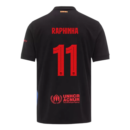 Camisola FC Barcelona 2024-25 Alternativa Preta UCL Versão Adepto RAPHINHA #11