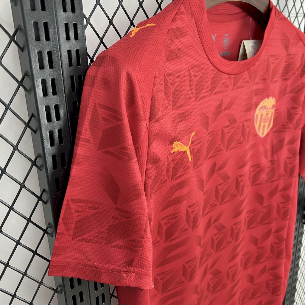 Camisola Valencia FC 2025-26 Alternativa Vermelha Versão Adepto