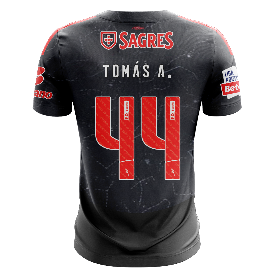 Camisola SLB 2024-25 Alternativa Preta Versão Adepto TOMÁS A. #44