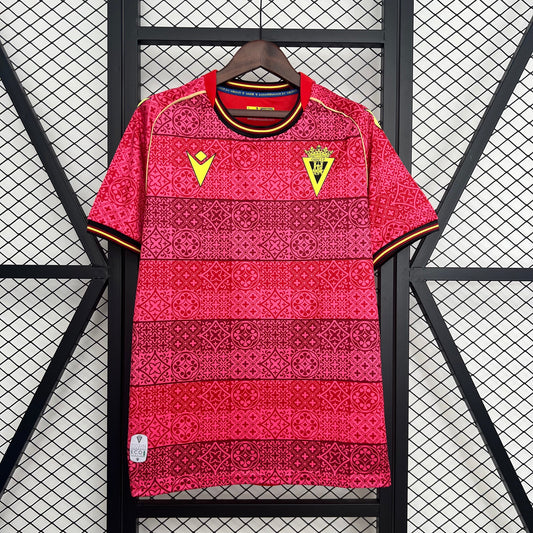 Camisola Cadiz CF 2025-26 Alternativa Vermelha Versão Adepto