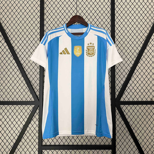 Camisola Argentina 2024 Principal Patch Campeão Versão Adepto