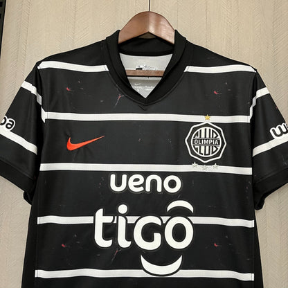 Camisola Olimpia Asuncion 2025-26 Alternativa Preta Versão Adepto