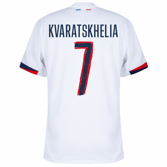Camisola FC Paris Saint-Germain 2024-25 Alternativa Branca UCL Versão Adepto KVARATSKHELIA #7