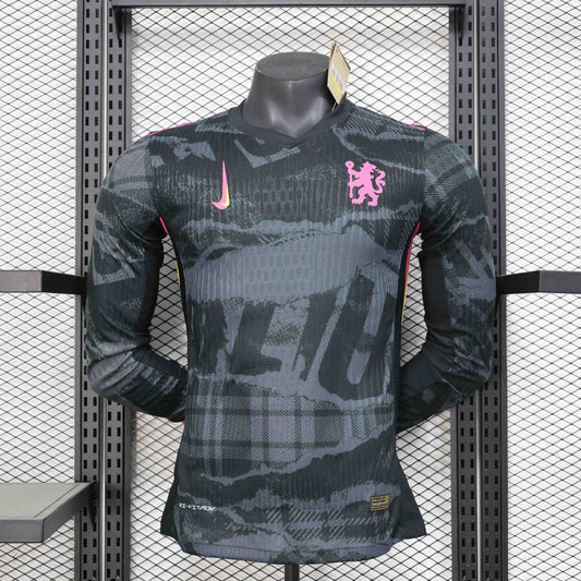 Camisola Manga Comprida CHE 2024-25 Alternativa Preta Versão Jogador