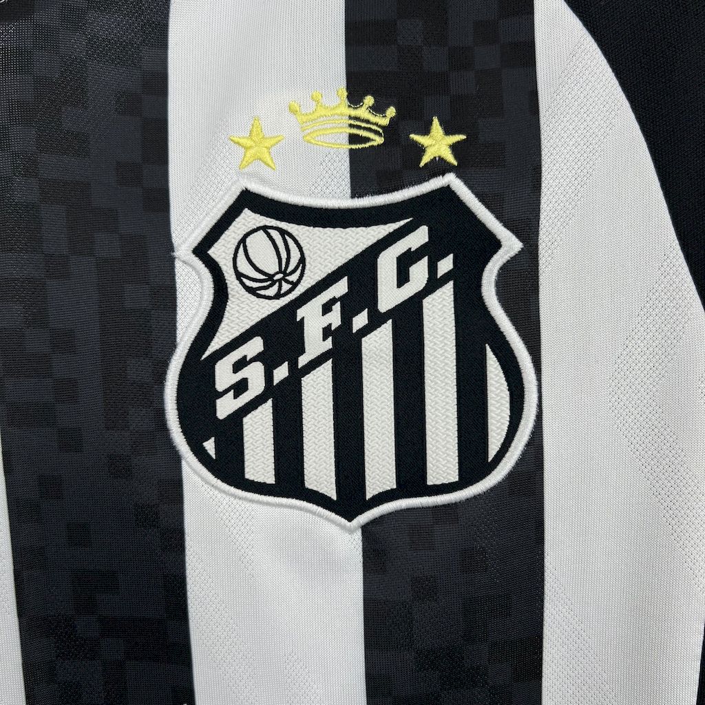 Camisola Santos FC 2025-26 Alternativa Preta/Branca Versão Adepto