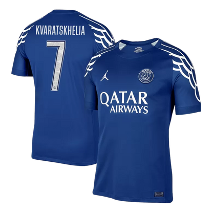 Camisola FC Paris Saint-Germain 2024-25 Alternativa Azul UCL Versão Adepto KVARATSKHELIA #7