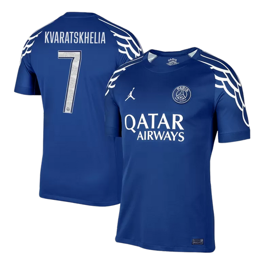 Camisola FC Paris Saint-Germain 2024-25 Alternativa Azul UCL Versão Adepto KVARATSKHELIA #7