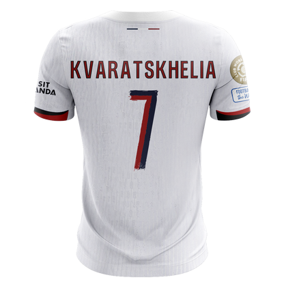 Camisola FC Paris Saint-Germain 2025-26 Alternativa Branca CWC Versão Adepto KVARATSKHELIA #7