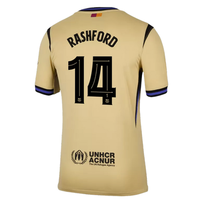 Camisola FC Barcelona 2025-26 Alternativa Amarela UCL Versão Adepto RASHFORD #14