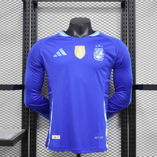 Camisola Manga Comprida Argentina 2024 Alternativa Azul Versão Jogador