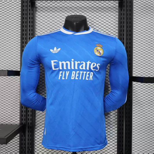 Camisola Manga Comprida Real Madrid CF 2025-26 Alternativa Azul Versão Jogador
