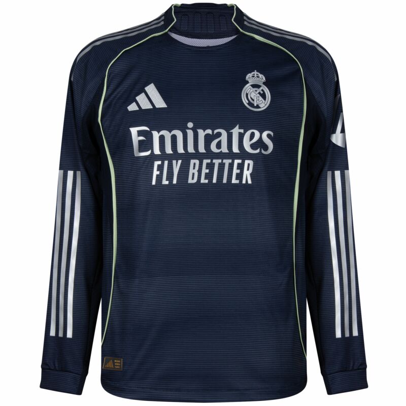 Camisola Manga Comprida Real Madrid CF 2025-26 Alternativa Azul Escura Versão Adepto