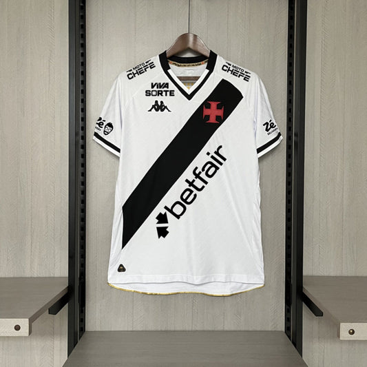 Camisola Vasco da Gama 2025-26 Alternativa Branca Versão Adepto Todos Patrocinadores