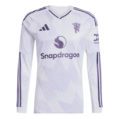 Camisola Manga Gomprida M-United 2025-26 Alternativa Branca Versão Adepto
