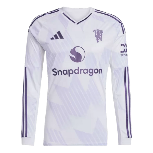 Camisola Manga Gomprida M-United 2025-26 Alternativa Branca Versão Adepto