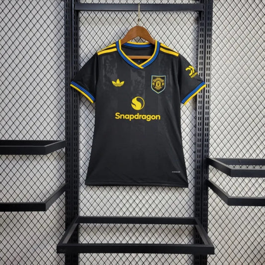 Camisola M-United 2025-26 Alternativa Preta Versão Mulher