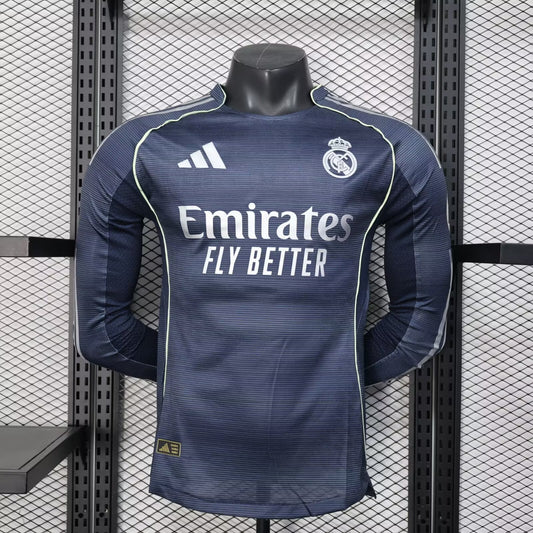 Camisola Manga Comprida Real Madrid CF 2025-26 Alternativa Azul Escura Versão Jogador